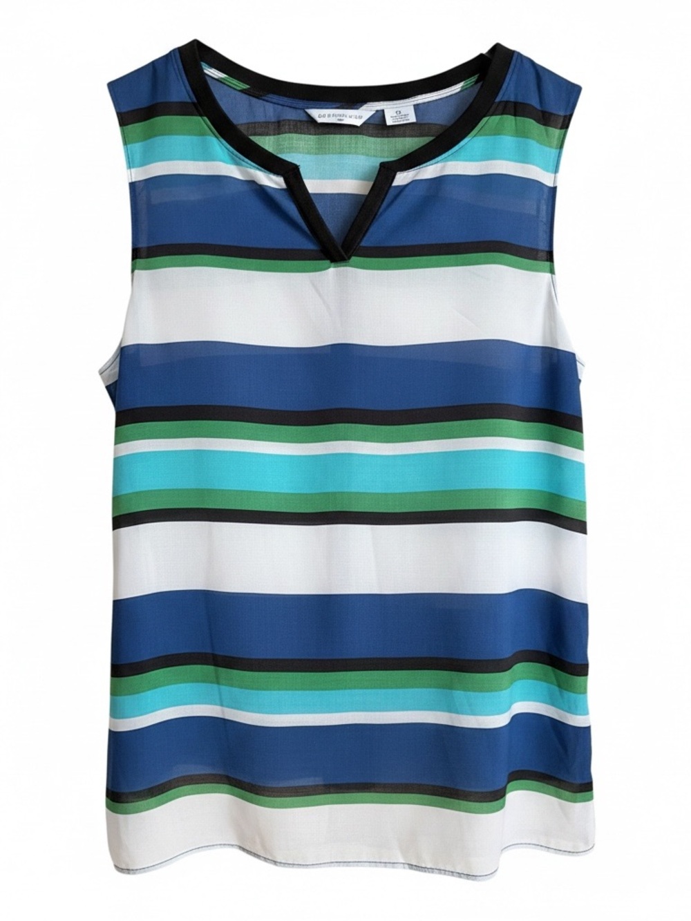 Liz Claiborne Blue White Green Striped Sleeveless Top